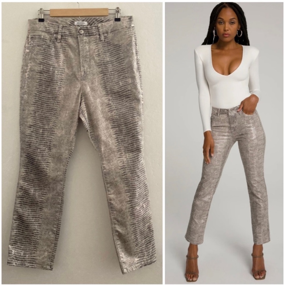 Good American Good Straight Snake Print Jeans Size 33